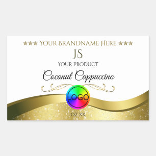 Light White Wavy Gold Logo Monogram Product Label