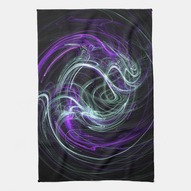 Light Within - Violet & Indigo Swirls Kitchen Towel (Vertical)