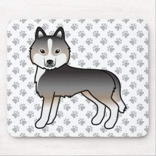 Light Wolf Grey Siberian Husky Cute Cartoon Dog Mouse Pad