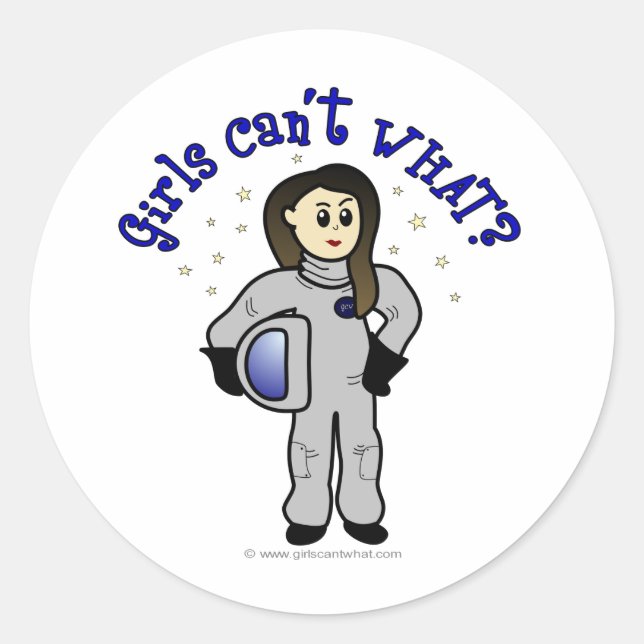 Light Woman Astronaut Classic Round Sticker (Front)
