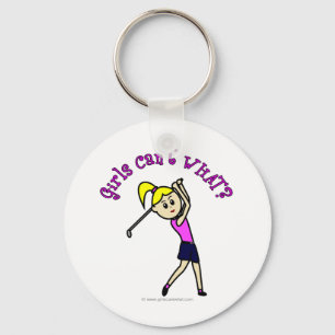 Light Woman Golfer Keychain