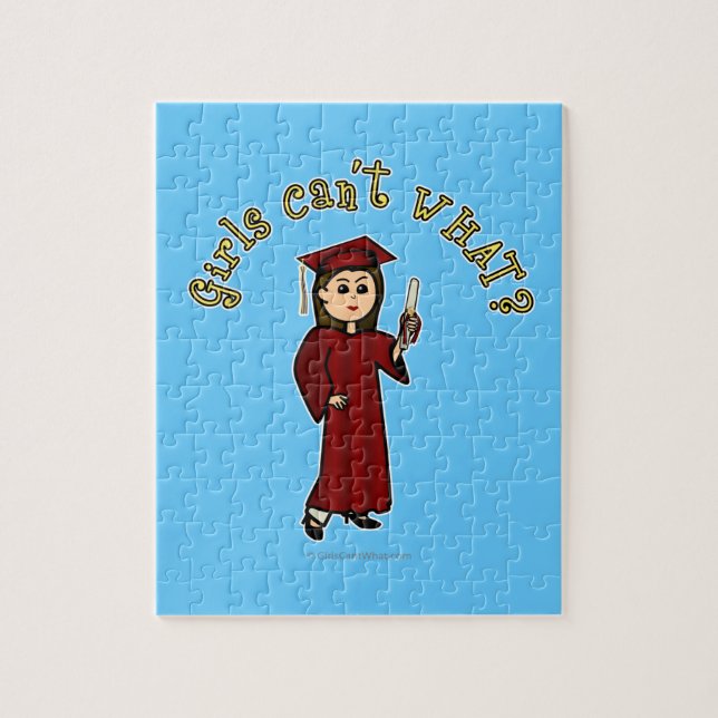 Light Woman Graduate in Red Gown Jigsaw Puzzle (Vertical)