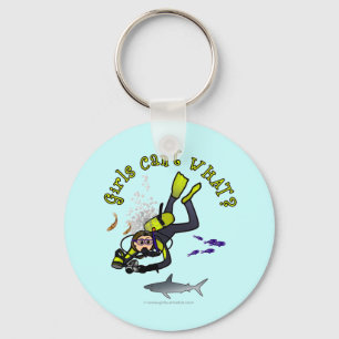 Light Woman Scuba Diver Keychain