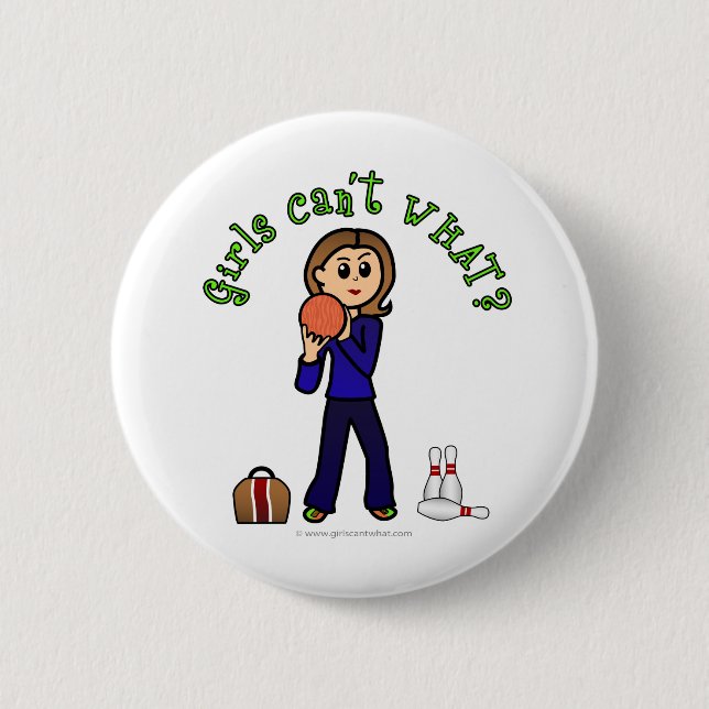 Light Womens Bowling 2 Inch Round Button (Front)