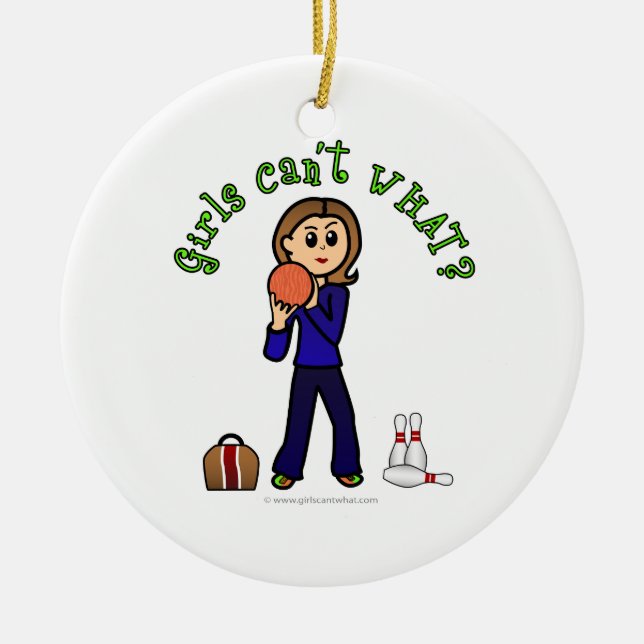 Light Womens Bowling Ceramic Ornament (Front)