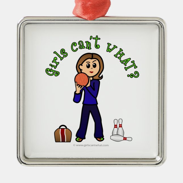 Light Womens Bowling Metal Ornament (Front)