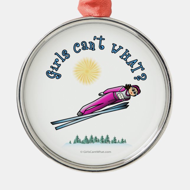 Light Women's Ski Jumping Metal Ornament (Front)