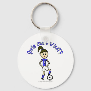 Light Womens Soccer in Blue Uniform Keychain