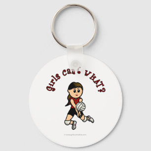 Light Womens Volleyball in Red Uniform Keychain