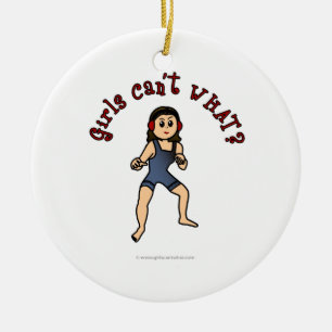 Light Womens Wrestling Ceramic Ornament