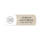 Light wood custom logo, name and title white