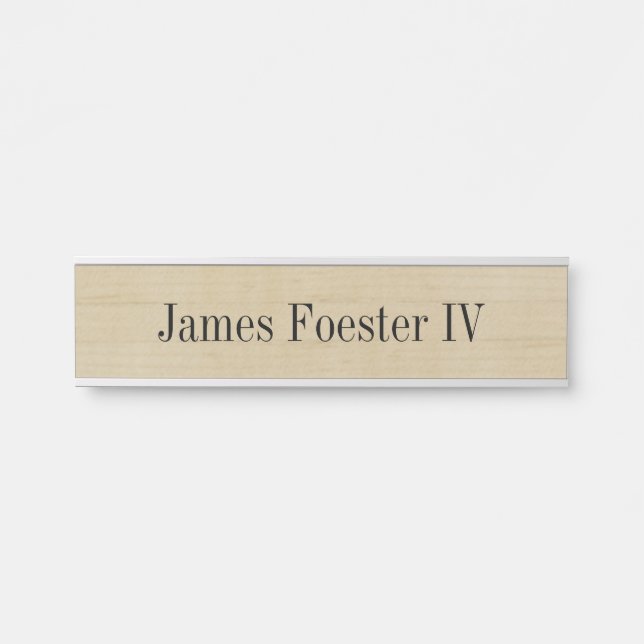 Light Wood Grain Effect Desk Hanging Nameplate (Front)
