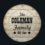 Light Wood Grain Personalized Dart Board<br><div class="desc">Fun, personalized design. Makes the perfect gift for a housewarming, wedding, or any occasion! Faux, light blonde wood grain design with your family name and year established personalized front and centre.</div>