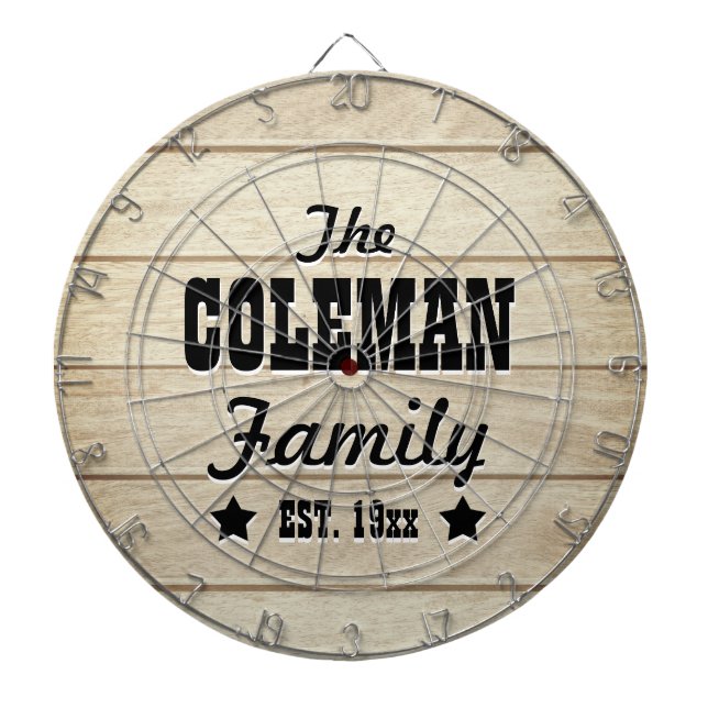 Light Wood Grain Personalized Dart Board (Front)