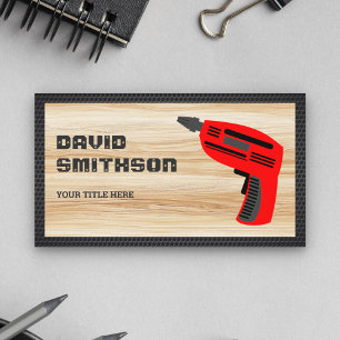 Light Wood Hardware Power Tool Red Drill Machine Business Card