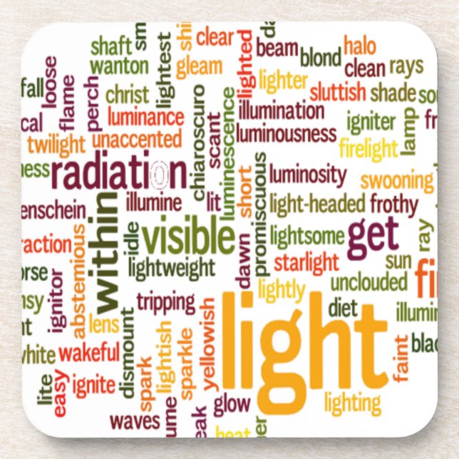 Light Word Cloud Art Print Coaster (Front)