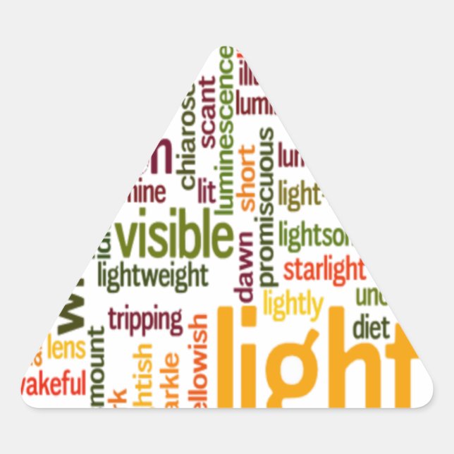 Light Word Cloud Art Print Triangle Sticker (Front)