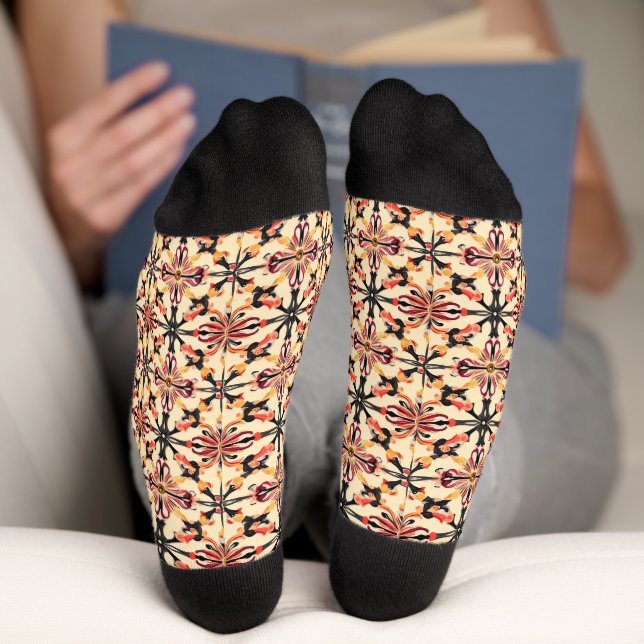 Light Yellow Abstract Pattern Socks (Bottom)