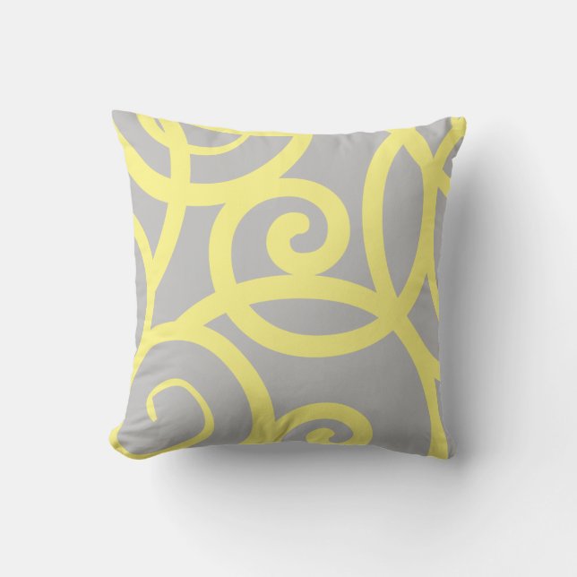 Light yellow and grey abstract pattern pillow (Front)