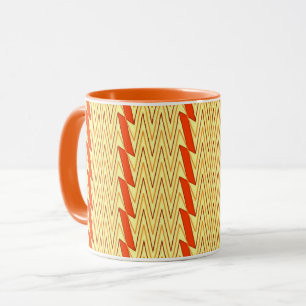 Light yellow and rust chevron design mug