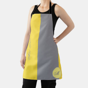 Light Yellow And Soft Grey Customize Apron