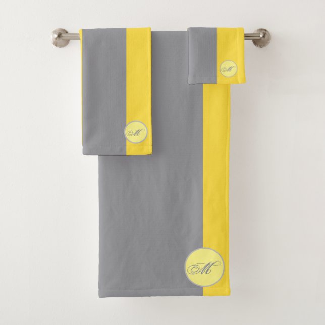 Light Yellow And Soft Grey Customize Bath Towel Set (Insitu)