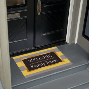 Light Yellow And Soft Grey Customize Doormat
