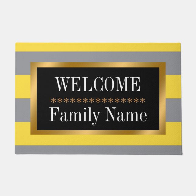 Light Yellow And Soft Grey Customize Doormat (Front)