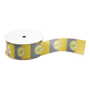 Light Yellow And Soft Grey Customize Grosgrain Ribbon