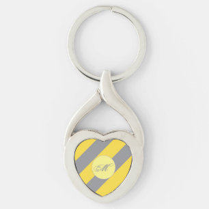 Light Yellow And Soft Grey Customize Keychain
