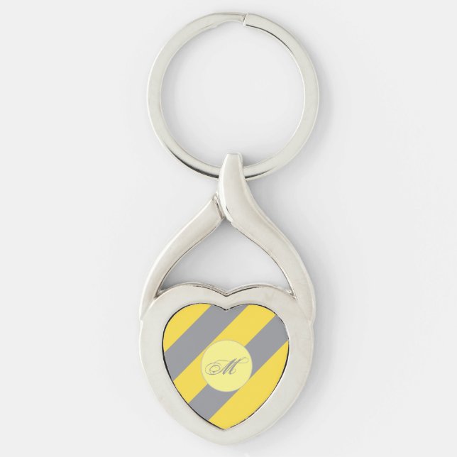 Light Yellow And Soft Grey Customize Keychain (Front)