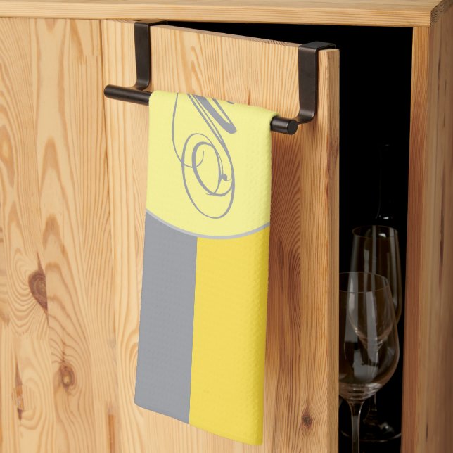 Light Yellow And Soft Grey Customize Kitchen Towel (Thirds Fold)