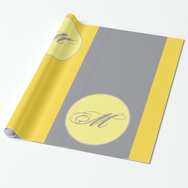 Light Yellow And Soft Grey Customize Mug Wrapping Wrapping Paper (Unrolled)