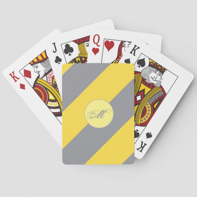 Light Yellow And Soft Grey Customize Playing Cards (Back)