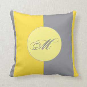 Light Yellow And Soft Grey Customize Throw Pillow