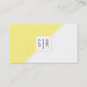 Light yellow and white modern monogram geometric business card