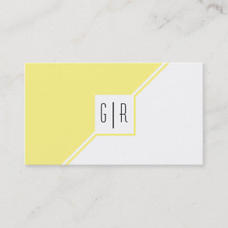 Light yellow and white modern monogram geometric business card