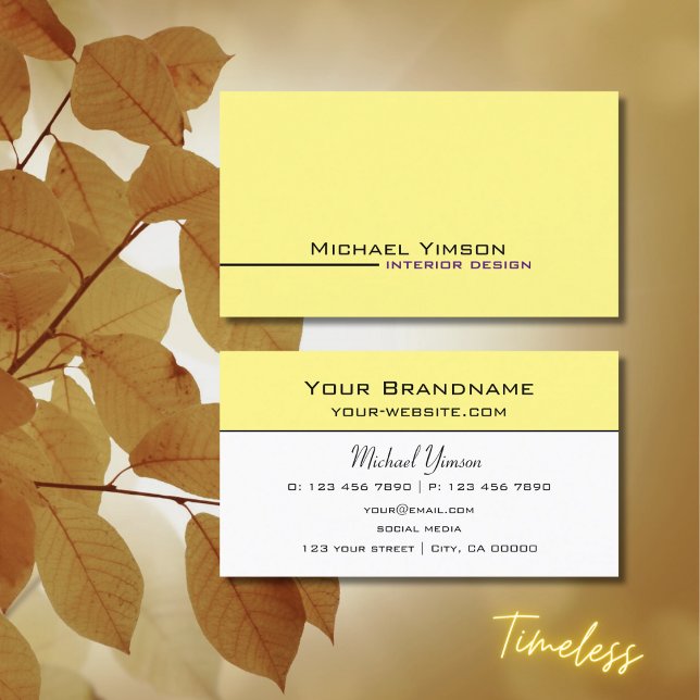 Light Yellow and White Simple Modern Professional Business Card (Creator Uploaded)
