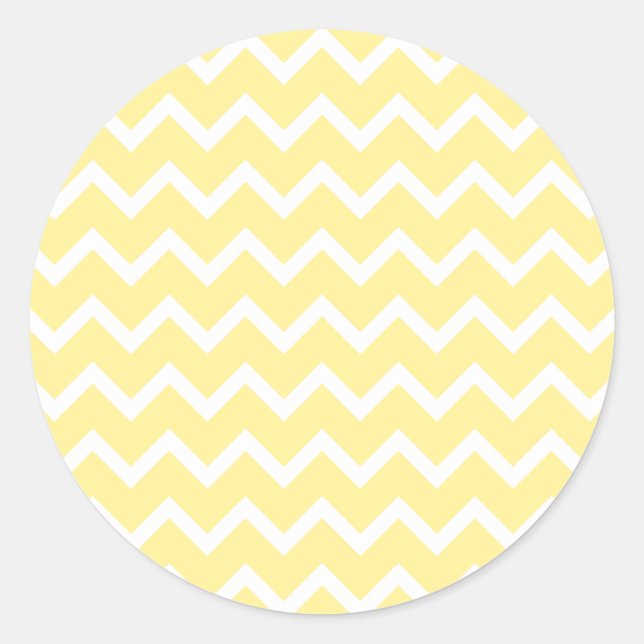 Light Yellow and White Zigzags. Classic Round Sticker (Front)