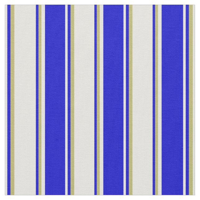 Light Yellow, Blue & Dark Khaki Pattern Fabric (Close Up)