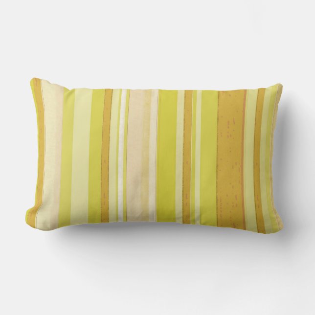 light yellow colour strips lumbar pillow (Front)