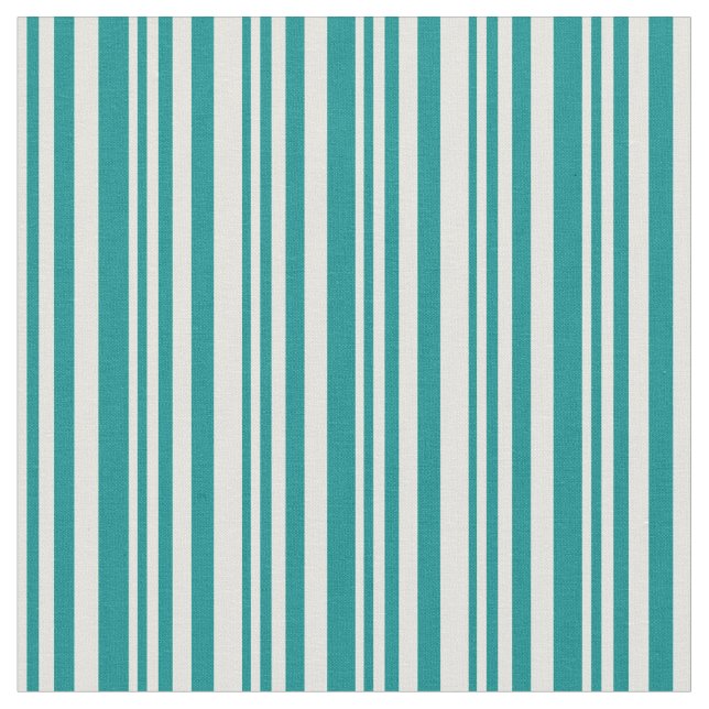 Light Yellow & Dark Cyan Striped/Lined Pattern Fabric (Close Up)