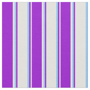 Light Yellow, Dark Violet & Light Sky Blue Lines Fabric