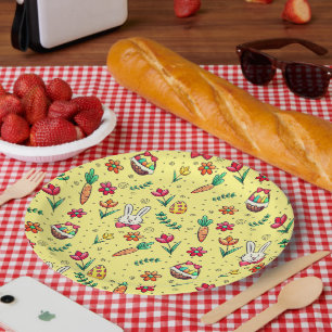 Light Yellow Easter Pattern Paper Plates