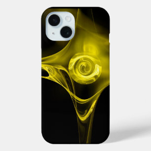 LIGHT YELLOW FRACTAL ROSE iPhone 15 CASE
