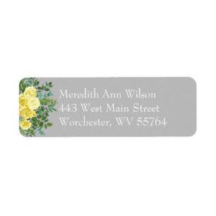 Light Yellow & Gray Peony & Rose Floral Address