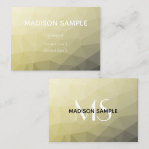 Light yellow grey ombre mesh pattern Monogram Business Card