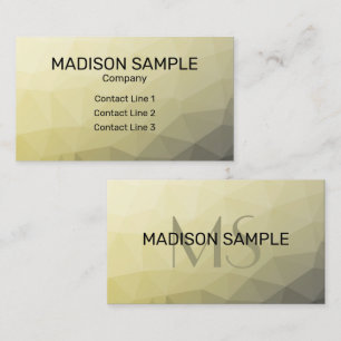 Light yellow grey ombre mesh pattern Monogram Business Card