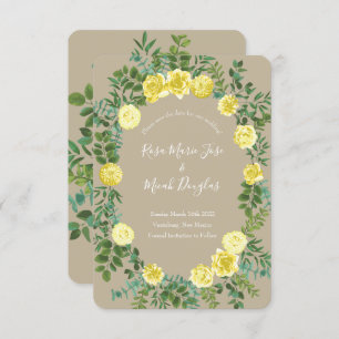 Light Yellow & Khaki Ecru Wedding Save Date Invitation