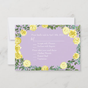 Light Yellow & Lilac Purple Rose Invitation Reply